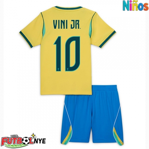 Camiseta Brasil Vinicius Junior #10 Primera Equipación para niños Mundial 2026 manga corta (+ pantalones cortos)